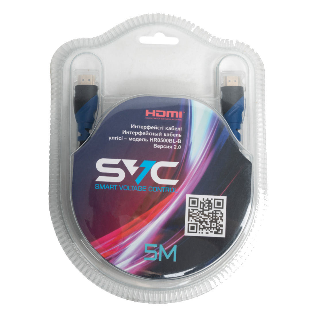 Интерфейсный кабель HDMI-HDMI SVC HR0500BL-B, 30В, Синий, Блистер, 5 м